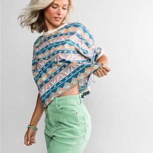 Billabong x The Salty Blonde Multicolor Geometric Oversized Short Sleeve Top